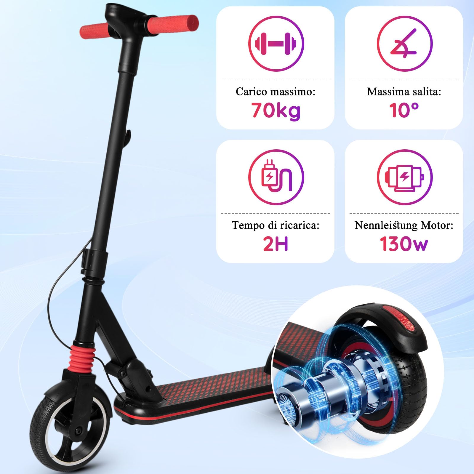 Monopattino Elettrico Bambini dai 6 ai 12 anni Autonomia 8KM Pieghevole Velocità 14km/h Luci LED Display Regalo per Ragazzi e Bambini