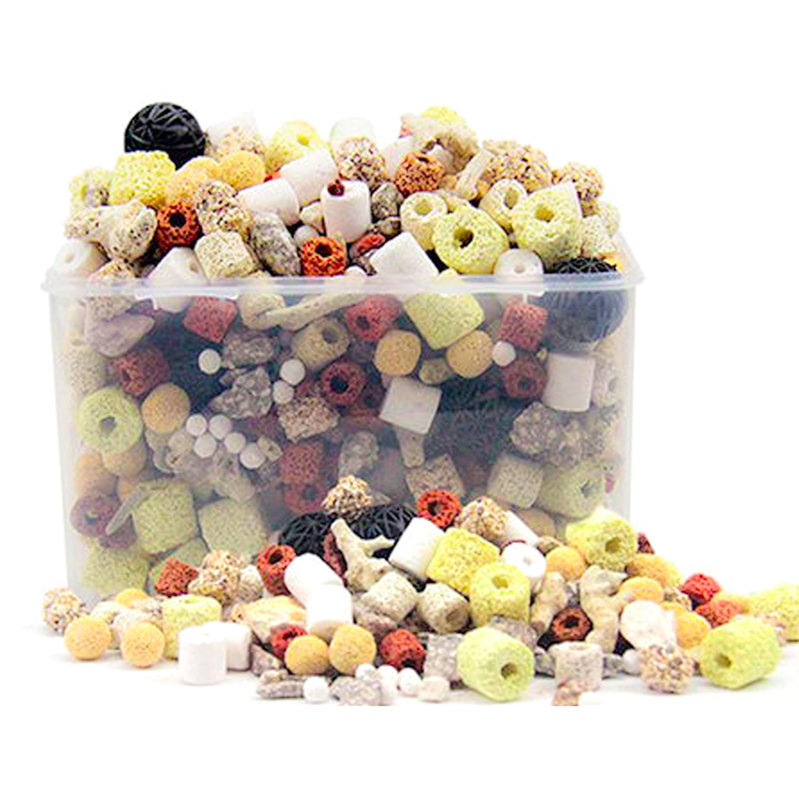 12 in 1 Multi-Aquarium Filter Media Combo Kit 1.1lbs,Bathtub Pond Filtration Materials, Biological Filter Media, Bio Balls Ceramic Rings Set, Rapid Bacteria Cultivation for Clean Water