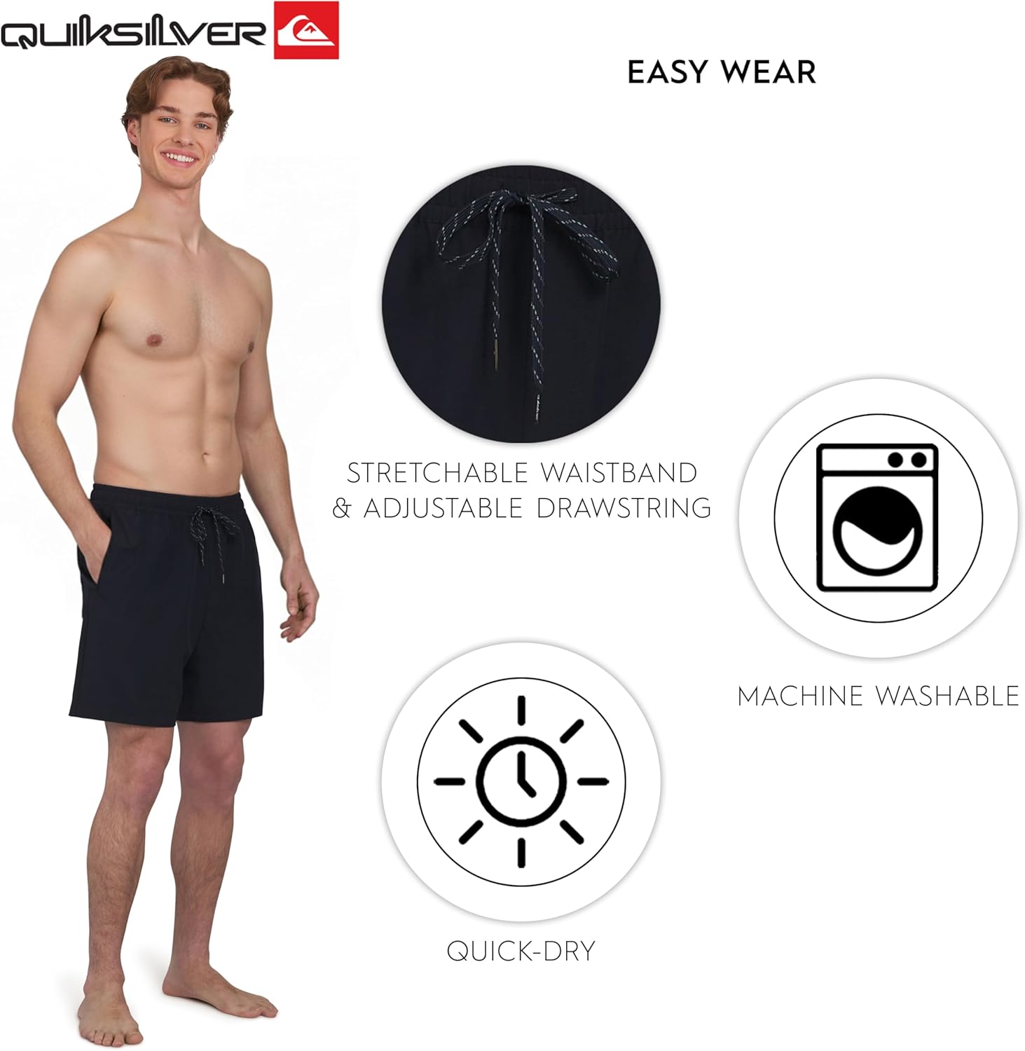 Quiksilver Men's Regular Fit Stretch Waist Water Friendly Active Hybrid Shorts (S-XXL) - Image 5