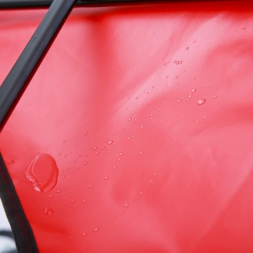 Miniatura 9 de Carro de jardín plegable rojo con frenos de rueda delantera, carro utilitario al aire libre para actividades al aire libre, jardines, parques,