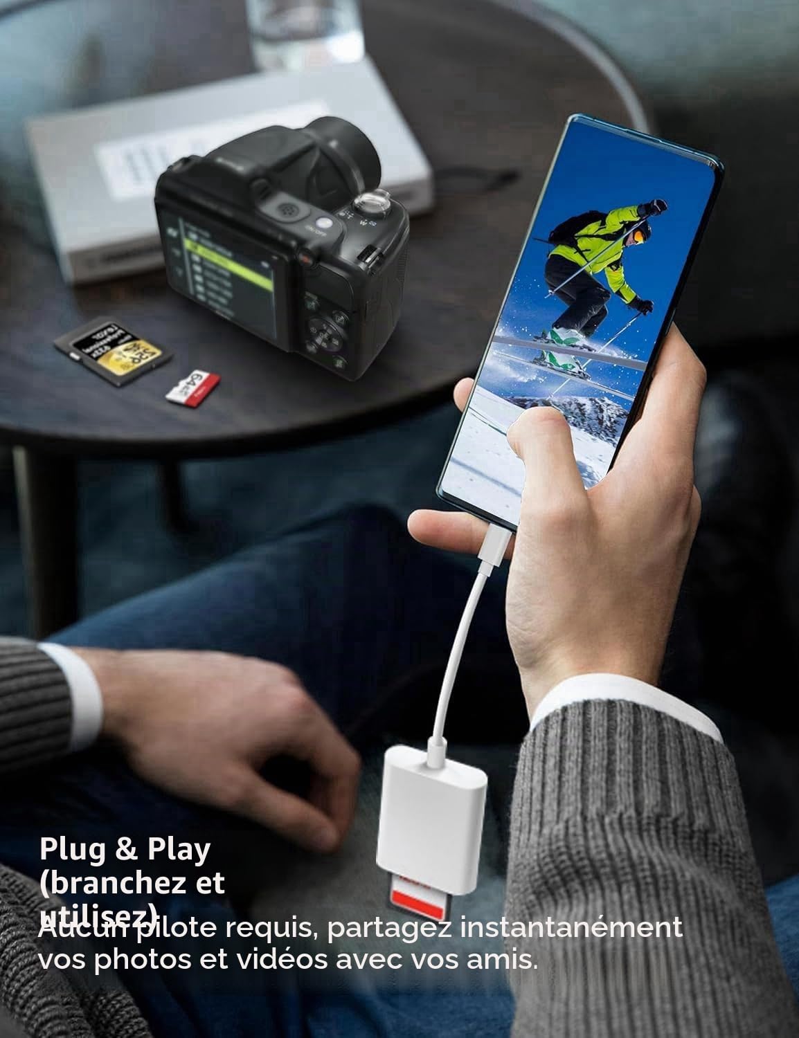 Lecteur de Carte SD USB C, Adaptateur Micro SD vers Type C pour iPhone 16/15, MacBook, iPad Pro, Samsung Galaxy