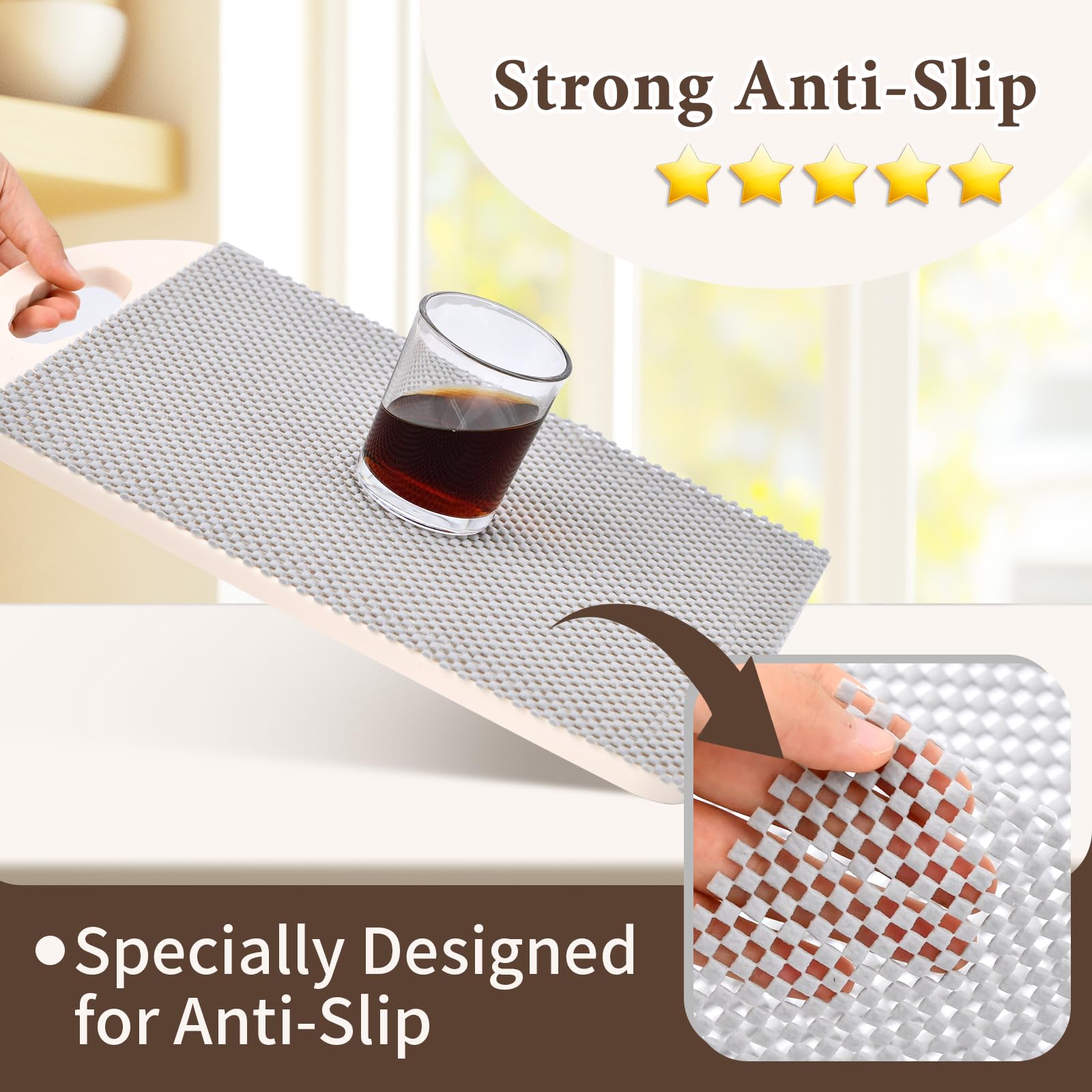 Revestimientos de estantes para armarios de Cocina, Papel no Adhesivo, Antideslizante, Grueso, fácil de Limpiar, para Caja de Herramientas, refrigerador, Gris, 17.3 x 236.2 Pulgadas