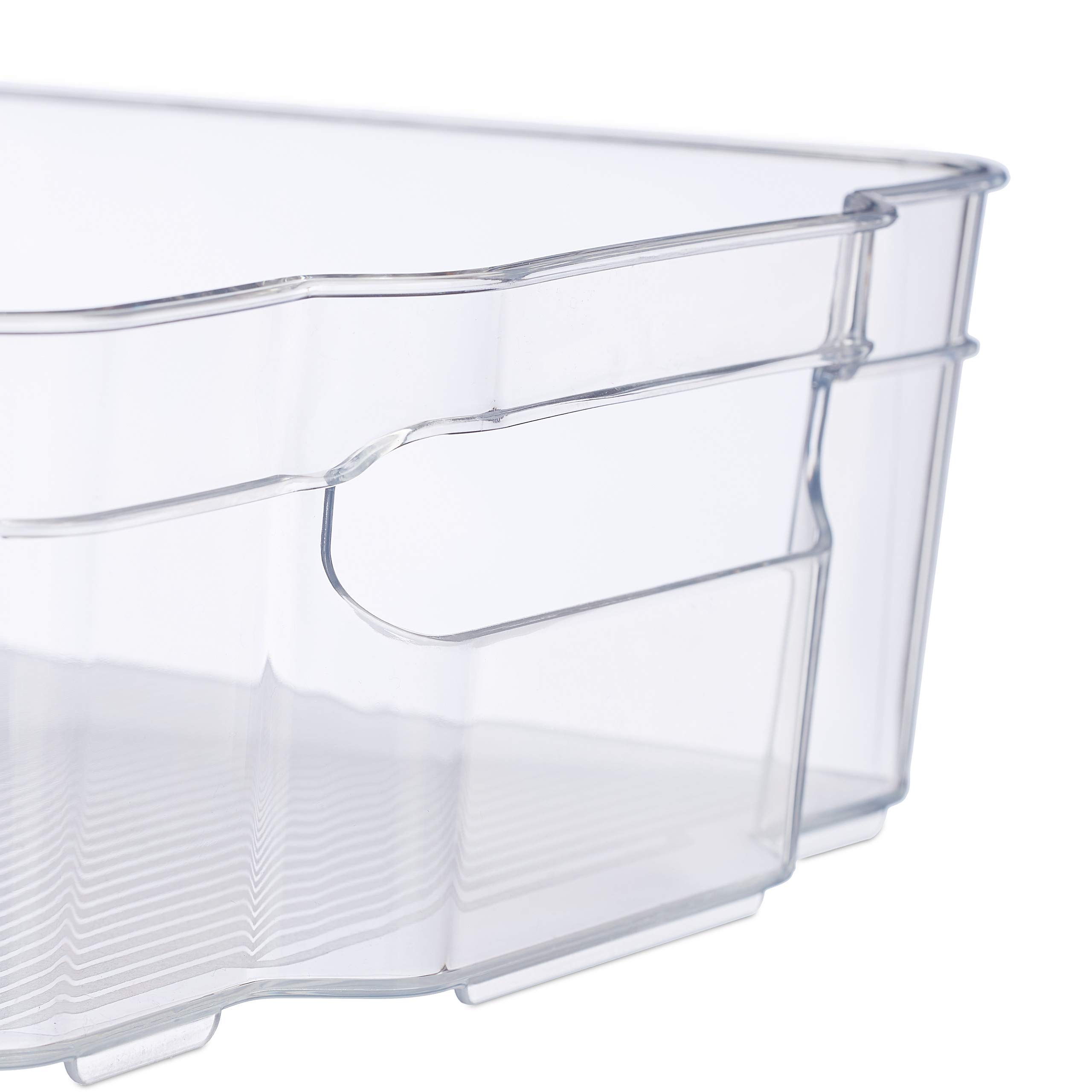 Relaxdays Organizer per frigo, Set di 5, Organizer per Cucina, Cibo, HLP 9 x 21,5 x 32 cm, Scatola con Maniglie, Vassoio, Trasparente
