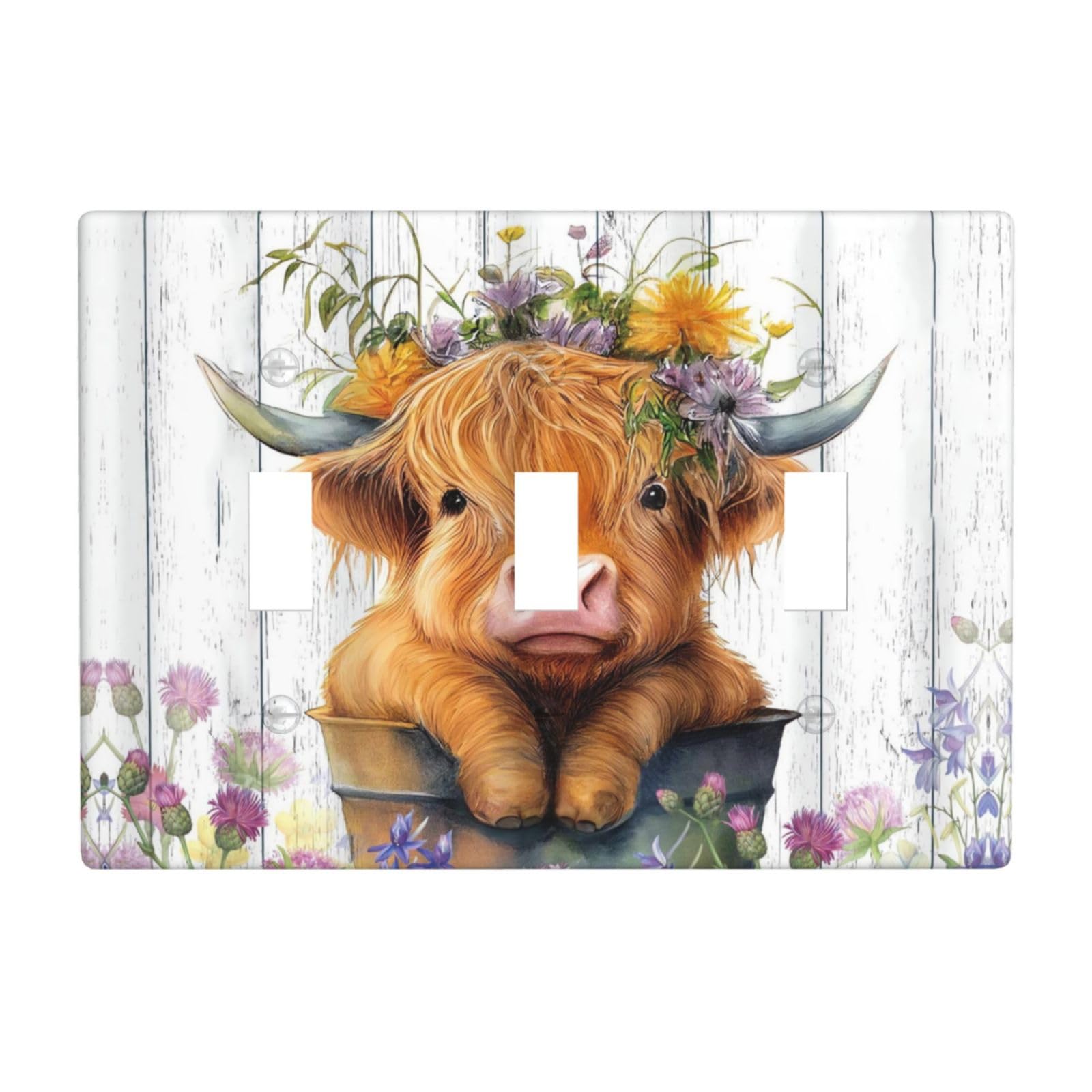 Highland Cow Bathtub Light Switch Cover Plate | Decorative Double Or 3-Gang Toggle Wall Plate For Bathroom, Kitchen