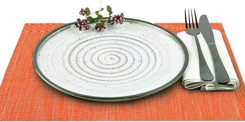 Miniatura 3 de Juego de 6 manteles individuales de vinilo de bambú, lavables, resistentes al calor, resistentes a las manchas, lavables, para mesa de comedor,