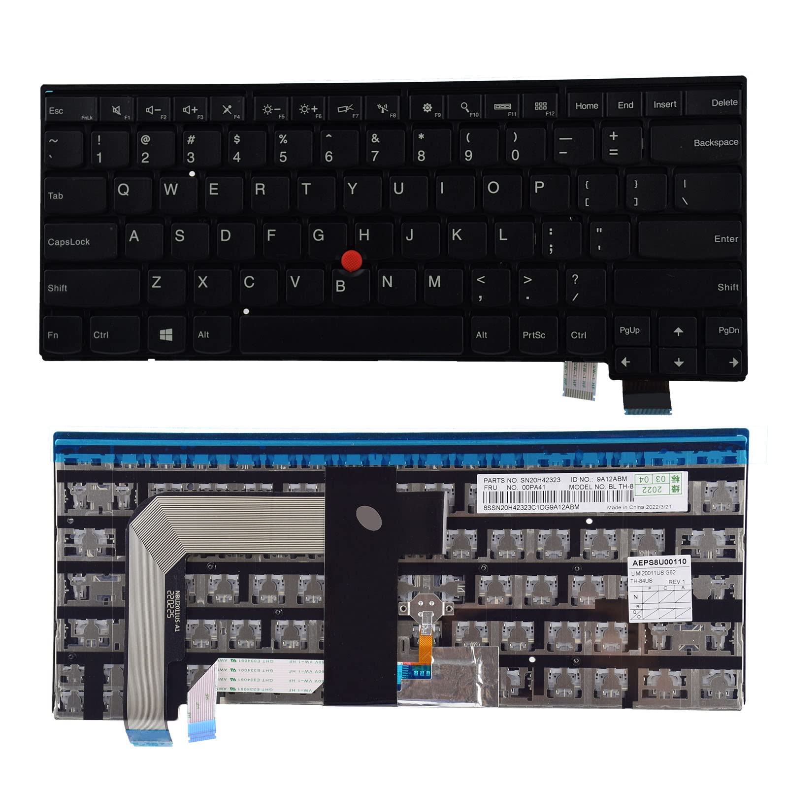 Replacement Keyboard Compatible with Lenovo ThinkPad T460s T470s (Not Fit T460 T460p T470 T470p) No Backlit 00PA452 00PA482 SN20H42364