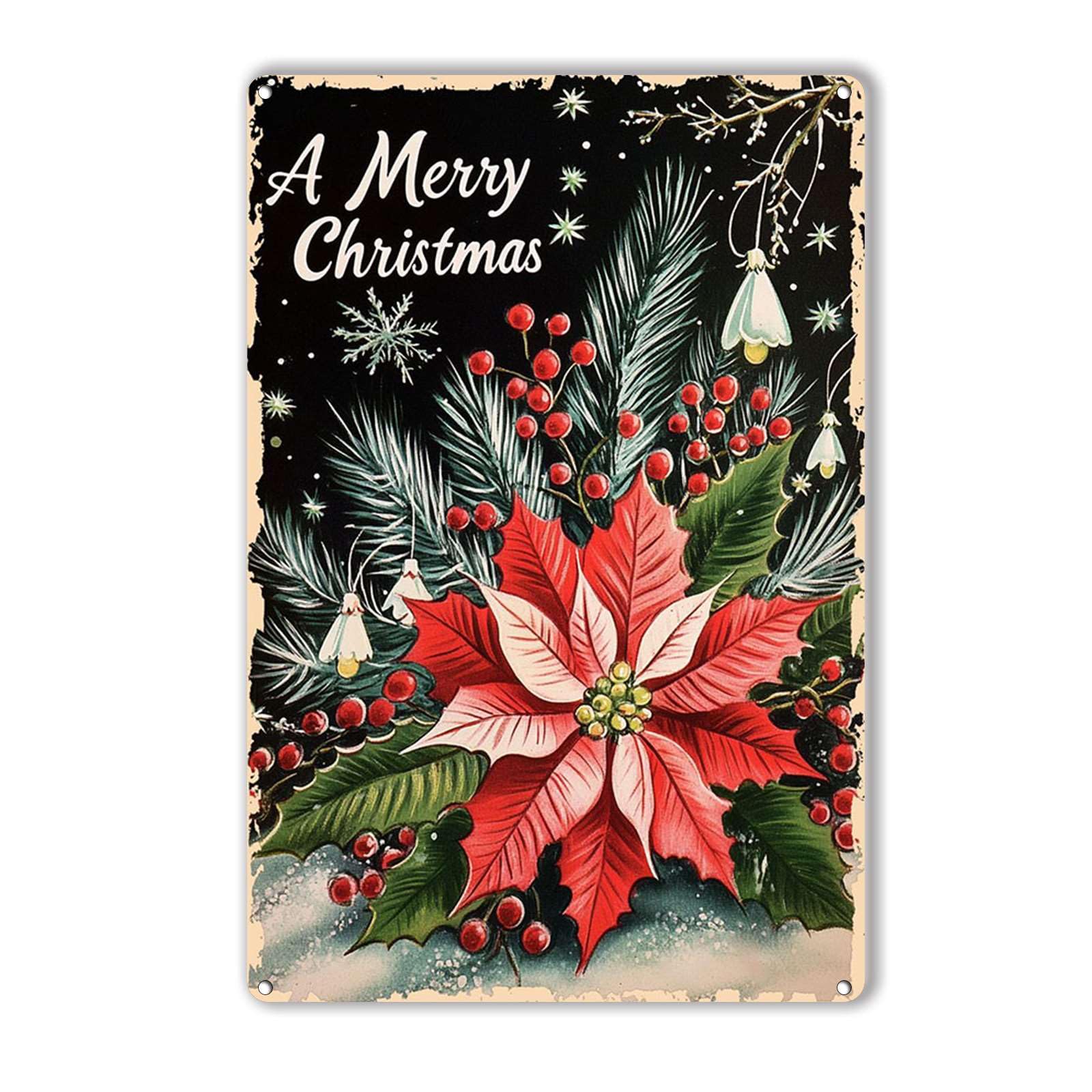 Anceky Merry Christmas Tin Sign Vintage Metal Sign Wall Decor for Cafe Bar Kitchen Yard Gate 12×16 Inch