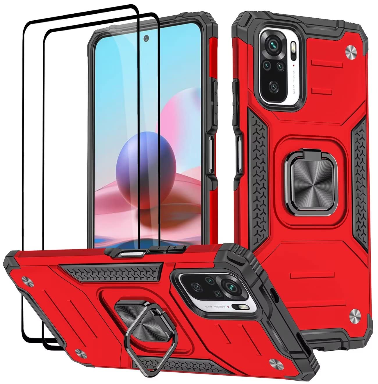 TingYR Cover Per Xiaomi Poco M5s - Custodia Antiurto Con Anello Rotante 360° E Supporto Magnetico (Nero) - 2