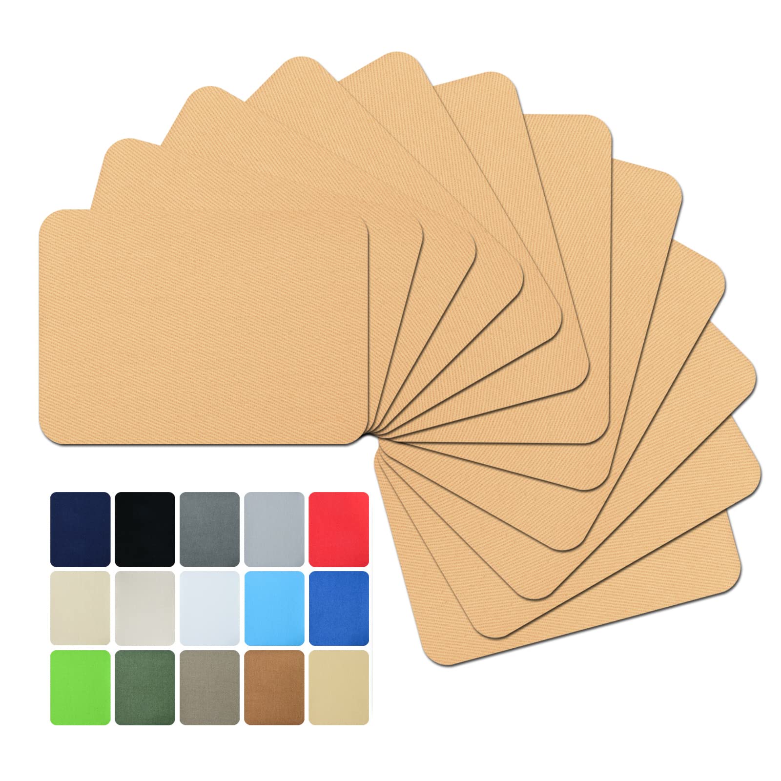 Premium Quality Fabric Repair Patches Iron-on Patches for Clothing Inside &amp; Outside Strongest Glue Cotton 3" by 4-1/4" (7.5 cm x 10.5 cm)… (12PCS-Light Yellow)