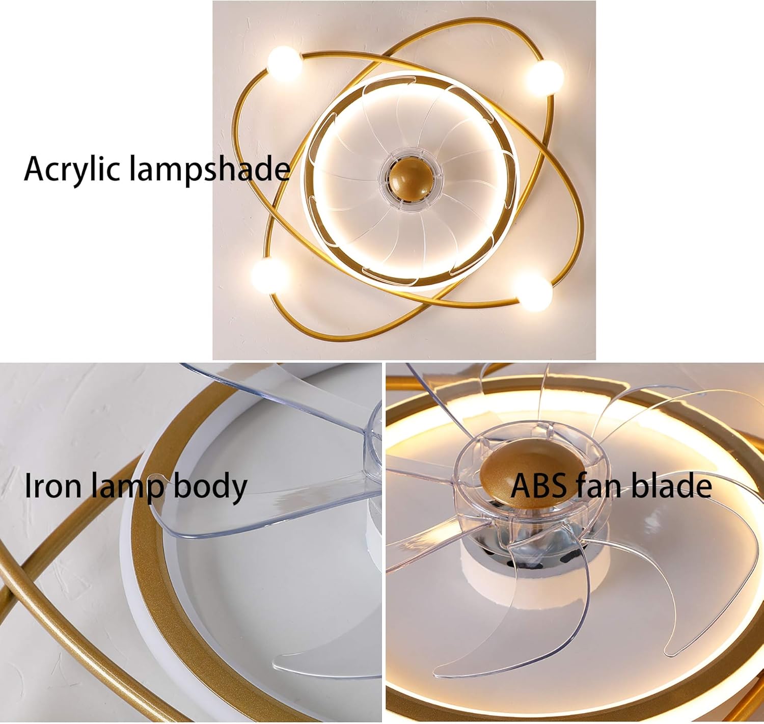 YUEGOO Ceiling Fans with Lamps,42W Bedroom Ceiling Fan with Led Light and Remote Control 3 Speeds with Timer Dimmable Fan Ceiling Light Modern Living Room Quiet Ceiling Fan Light/D