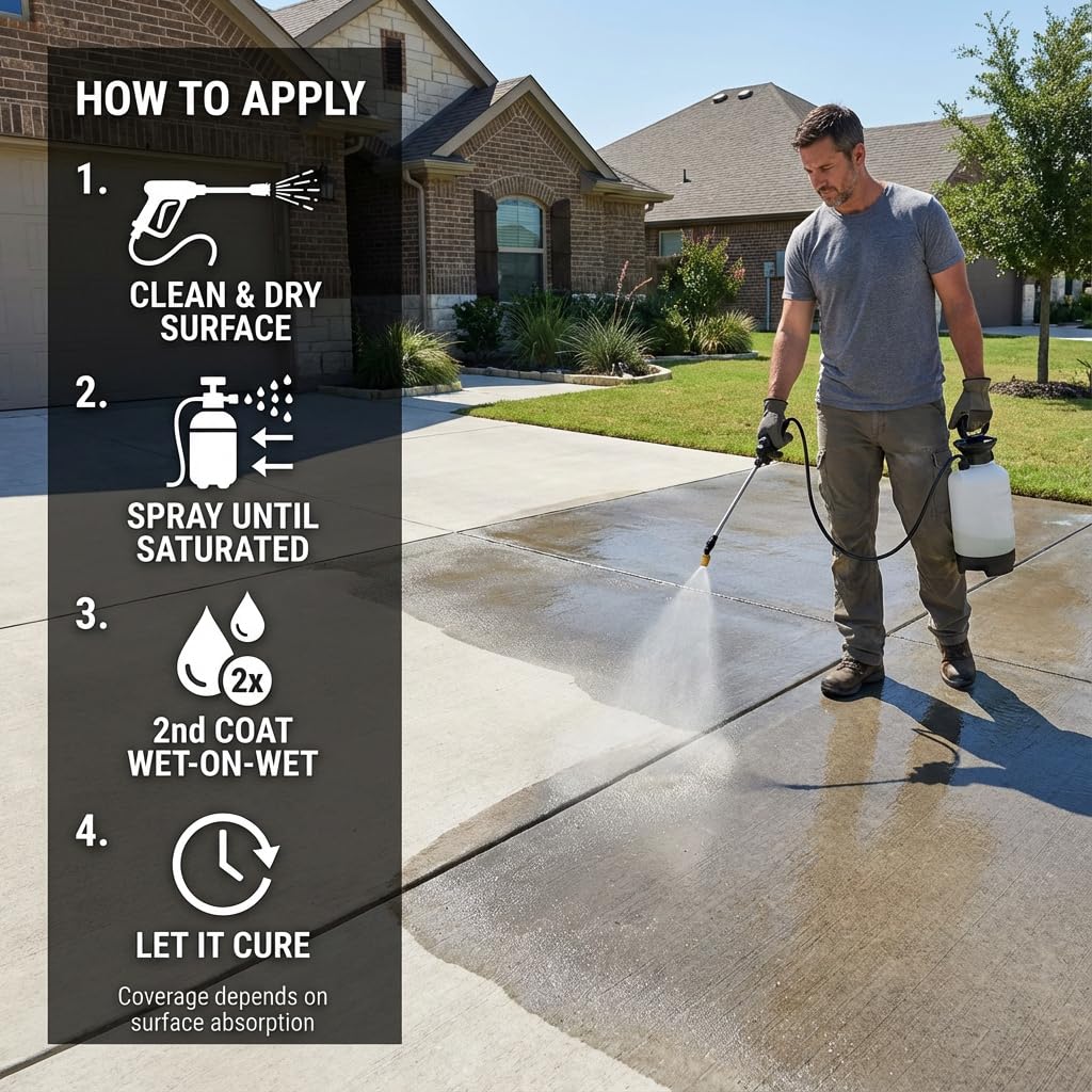 Nanoprotect Concrete & Stone Sealer Indoor & Outdoor | Long-Term Protection Against Water, Stain & Dirt | for Driveway, Patio, Pavers and Any Absorbent Stone | 5 Gal