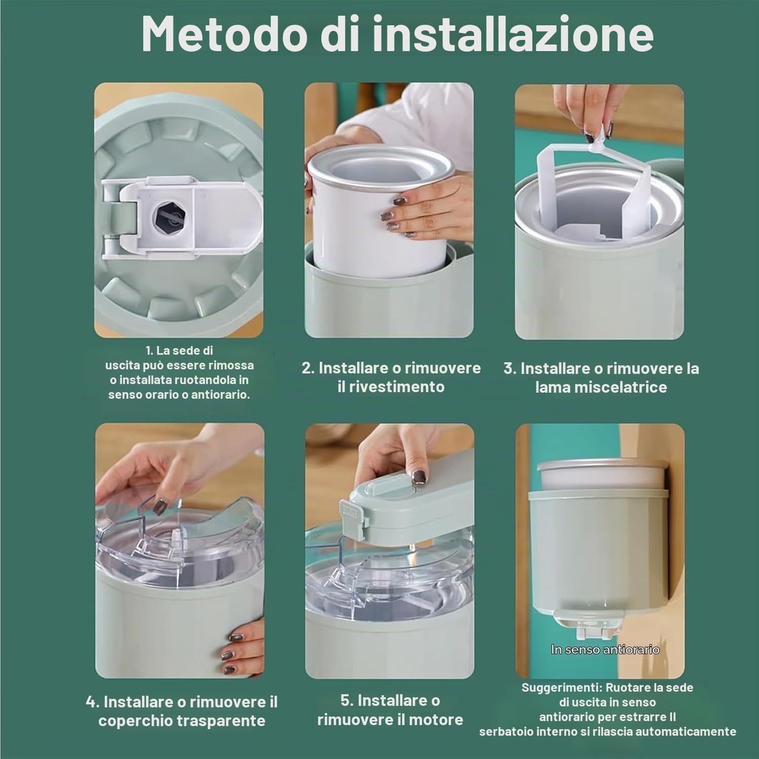 Macchina per Gelato Soft E Macchina per Yogurt per Uso Domestico, Bar, Caffetteria - Macchina Automatica per Dessert Surgelati da 1 Litro con Congelatore Incorporato