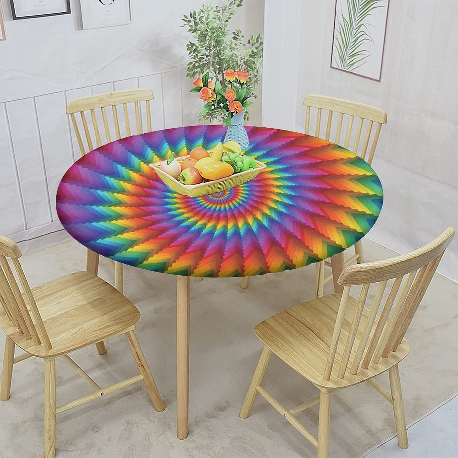 Amazon.com: Trippy Elastic Edged Polyester Fitted Tablecolth