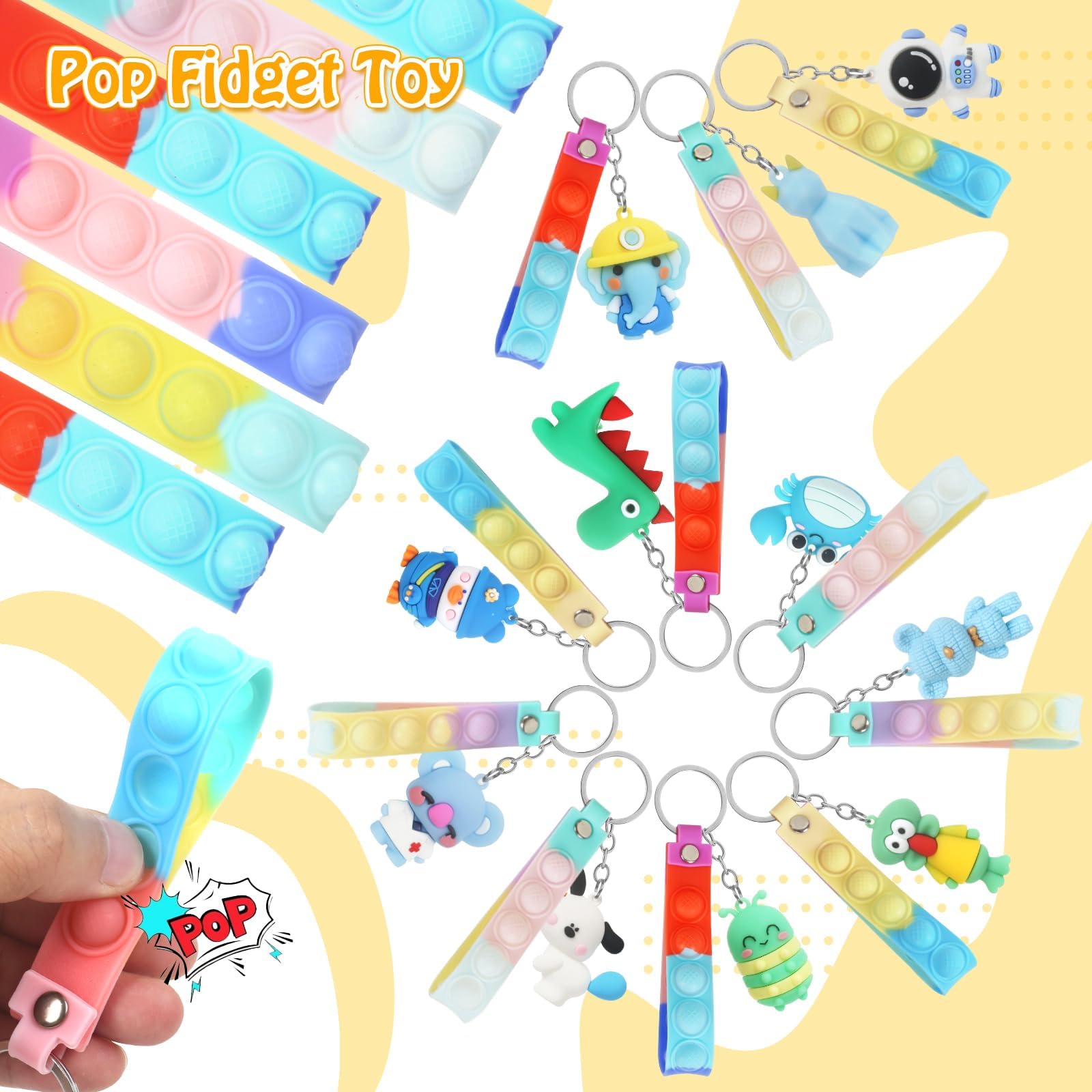 GUDOTRA 32 Pop It Fidget Toy Llaveros y Pulseras de Animales Regalos Cumpleaños Niños Colegio Regalos Alumnos Primaria Fidget Juguete Detalles Cumpleaños Niños — view 5