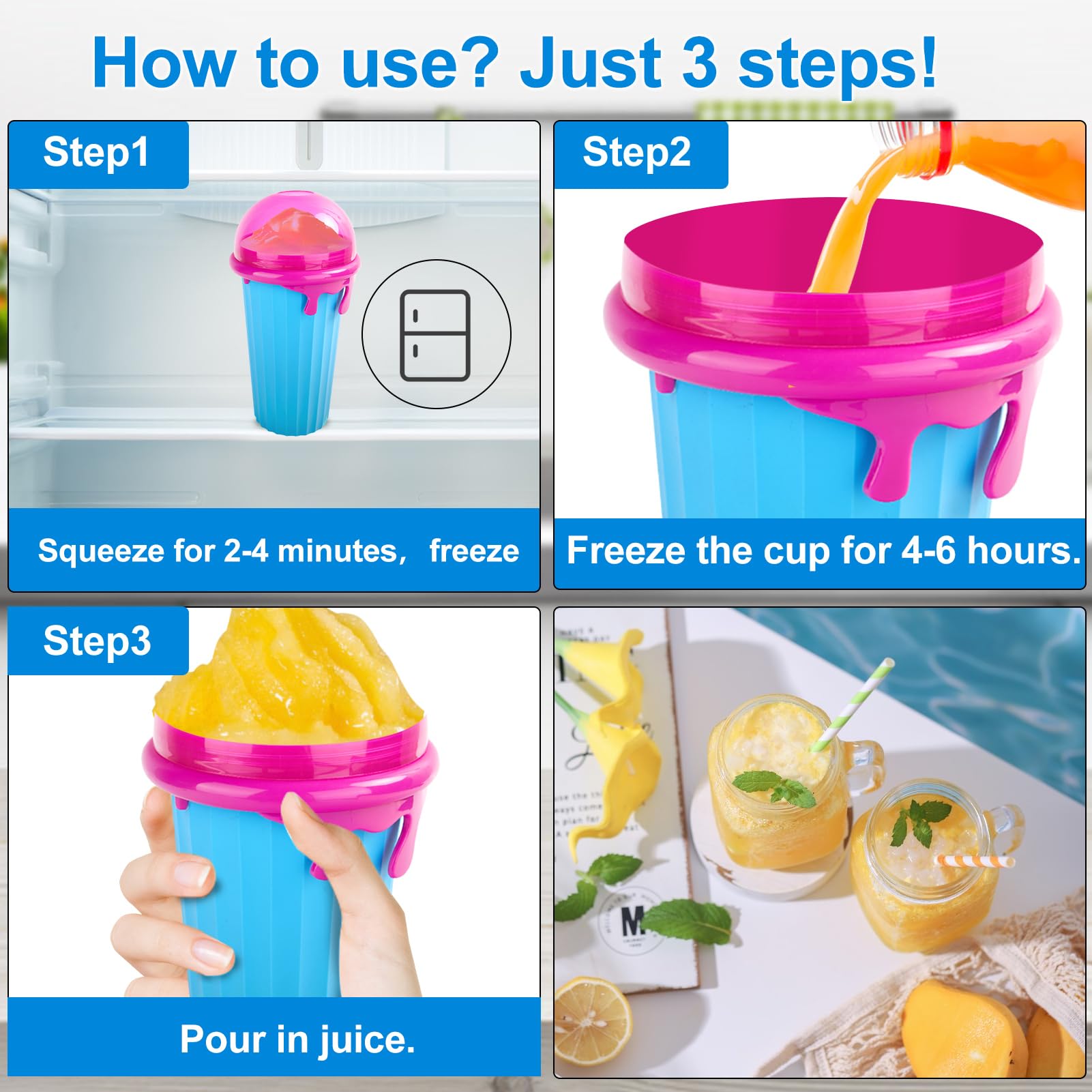 CLTPY Slush Maker 500ml - Magic Freez Becher Für DIY Slush Eis - Blau & Kaffeefarben