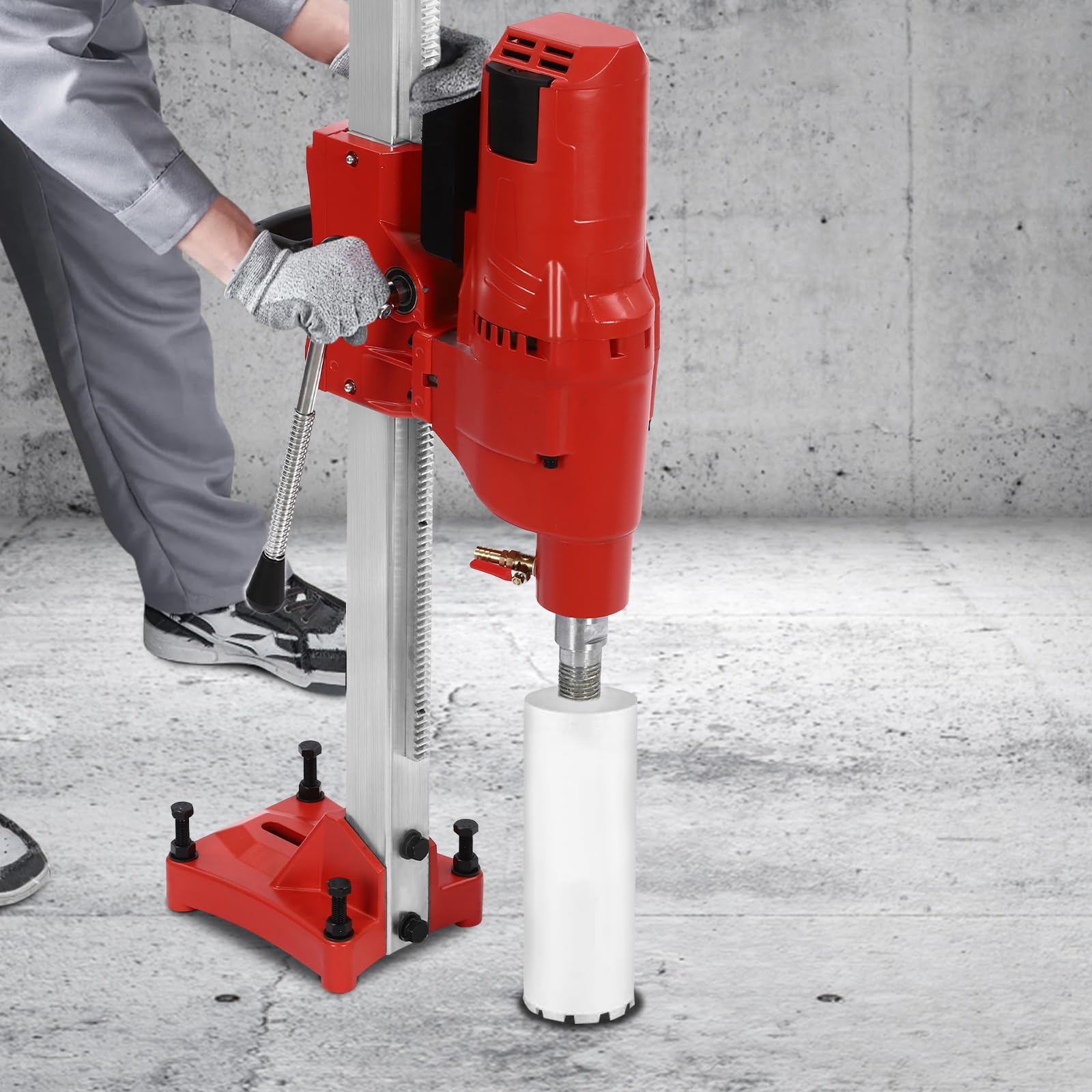 Diamond Core Drilling Machine 10-Inches 4250W Concrete Core Drill with Stand Wet Concrete Core Drill Rig 500RPM Speed for Concrete Brick Block Stone
