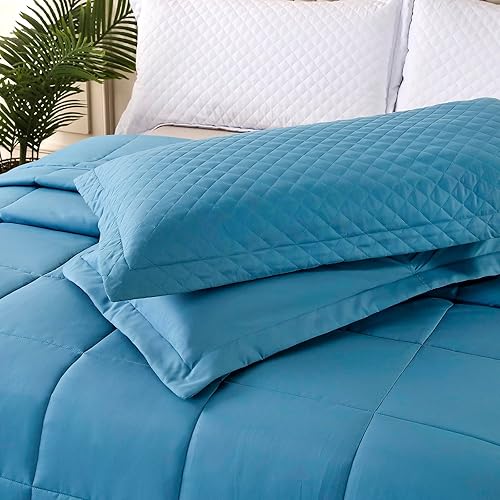Miniatura 9 de Edredón extra grande de 128 x 120 pulgadas, edredón de 3 piezas ligero reversible de plumón alternativo para todas las estaciones con 8 pestañas en