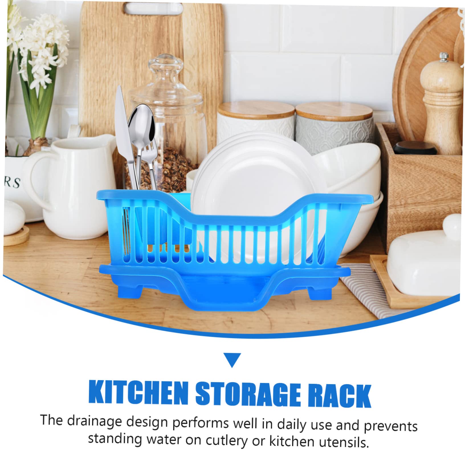 Alipis 1 Set mensola della cucina scolapiatti con vaschetta raccogligocce scolapiatti da cucina scaffale espositivo scaffali di stoccaggio scolapiatti per uso domestico fornitura cucina