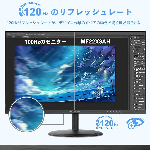 Minifire Minifire Monitor 21.5-inch PC Monitor 120Hz Full HD Non-glare LCD Display Adaptive Sync VESA Compatible Frameless HDMI*2 Blue Light Reduction Tilt Adjustment Business Use Five-Year Warranty (HDMI in use