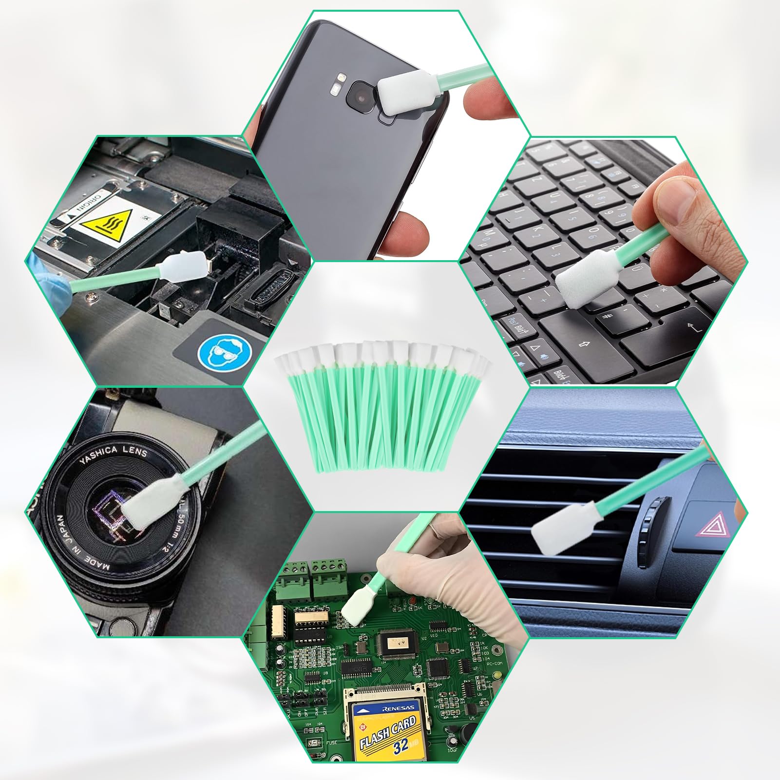 50 Pcs Bastoncillos Oidos,Bastoncillos,Almohadillas De Espuma Multipropósito, Limpieza De Espuma, Punta De Espuma De Limpieza De Esponja Palos, Para Lente De Cámara De Equipo Electrónico