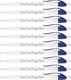 SyPen Personalized Pens With your Custom Logo or Text-500 Pack Bulk-for Businesses, Parties, and Events, Custom Printed Ballpoint Click Pens, Blue Trim Color, Black Ink