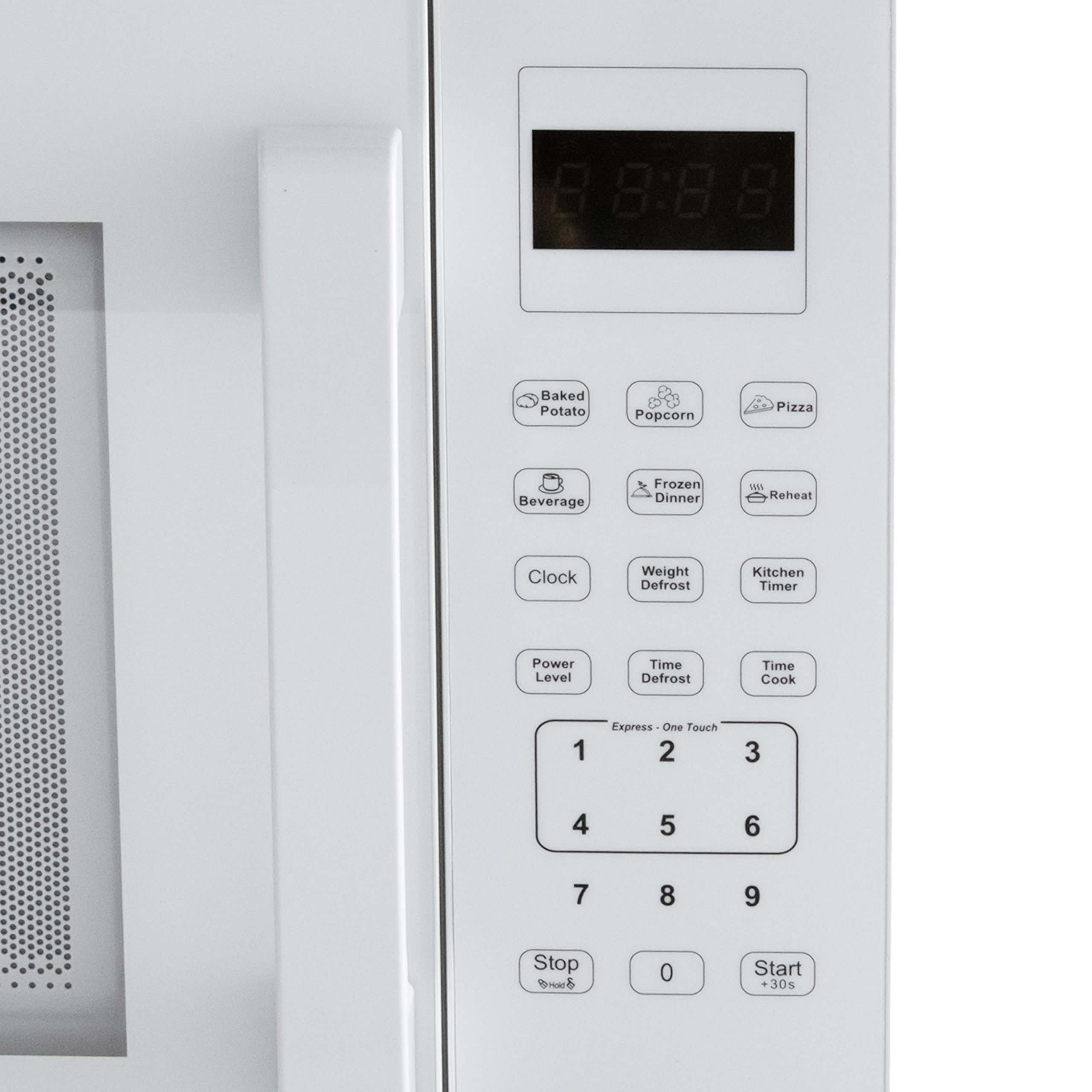 MT150V0W Horno microondas de 1000 vatios compacto con 9 ajustes de precocción, descongelación rápida y por peso, panel de control electrónico y tocadiscos de vidrio, 1.5 pies cúbicos, color 7