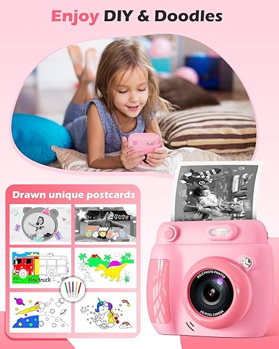 Miniatura 4 de Cámara de impresión instantánea para niños, regalos de cumpleaños de Navidad para niñas y niños de 3 a 12 años, cámara digital de video 1080P con 3