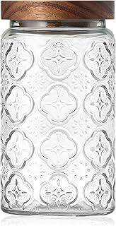 Vintage Glass Jar with Wood Lid - Christmas Airtight Canisters for Kitch...