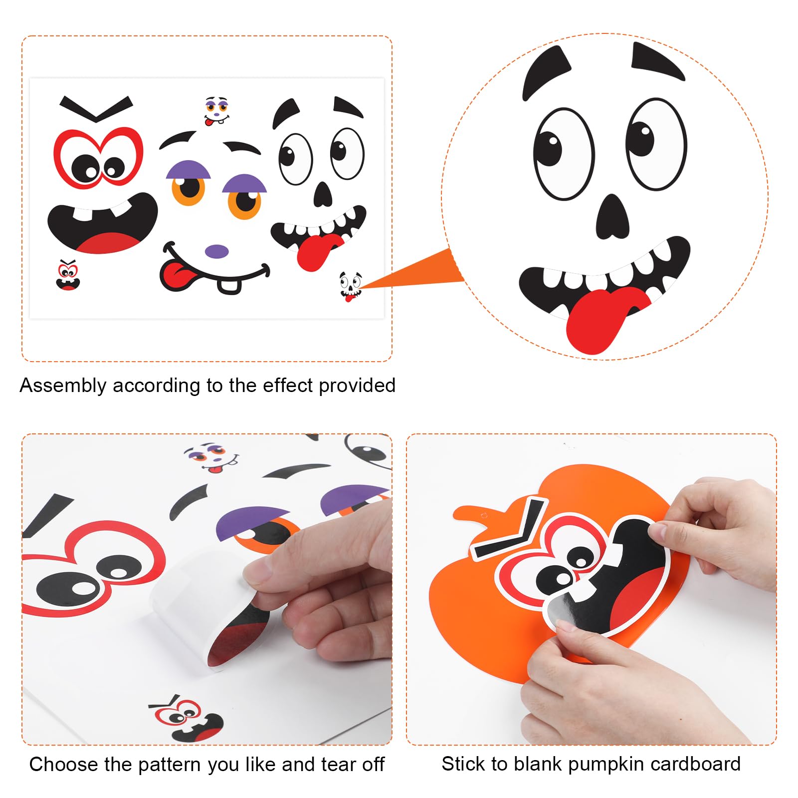 DERAYEE 57PCS Halloween Pumpkin Stickers, Foam Pumpkin Sticker Pumpkin Expressions Stickers for Kids Halloween Party Favors - Image 4