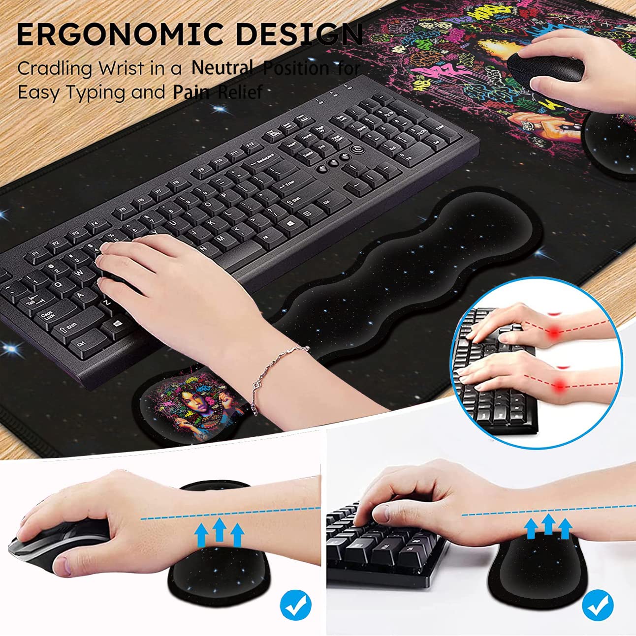 サンワダイレクト本店 サンワサプライ【オフィス・PC周辺通販】 キーボードリストレストマウスパッド 手首サポート付き ゲーミングマウスパッド 滑り止めベース 人間工学的マウス 手首アームクッション