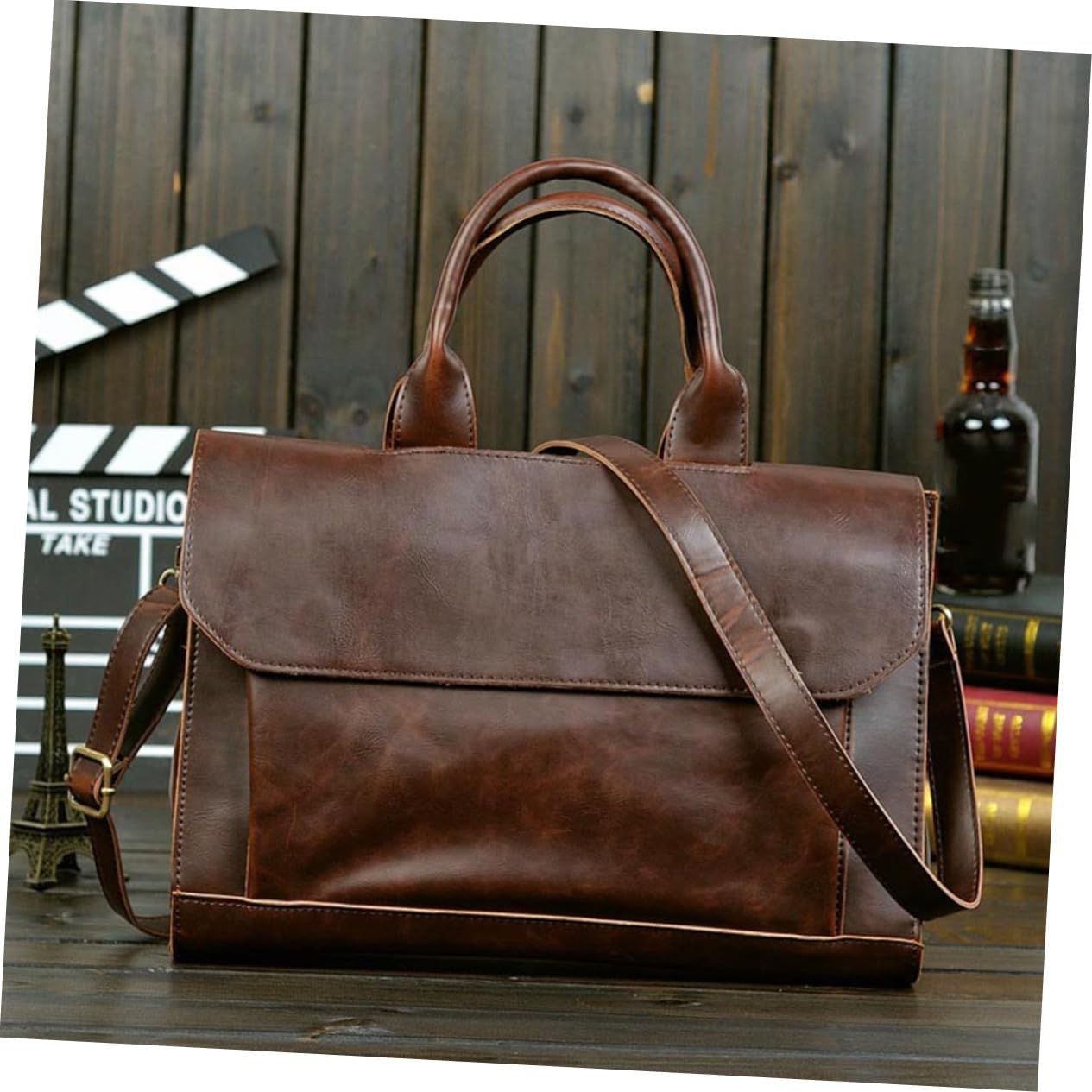 TEHAUX 1pc Pu Leather Briefcase for Business Laptop Shoulder Bag Multiple Pockets for Work Travel and Daily Use Stylish and Design