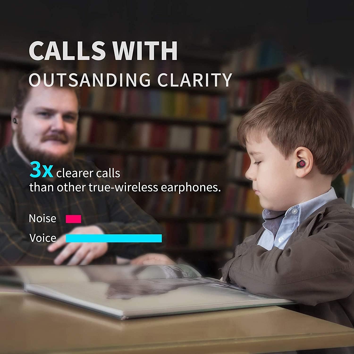 Kids Wireless Earbuds for Small Ears, Touch Control Headset in-Ear Wireless Headphones, Bluetooth 5.3 Noise Reduction Earphones with Blinking Eyes Charging Case - Image 7