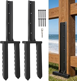 2 Pack Fence Post Repair Kit, Heavy Duty Steel Fence Post Anchor, Wavy Design Fence Post Repair Stakes, Quick Fix Broken/Leaning Wood Post Support