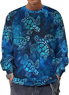 Sea Turtle Animal Men's Crewneck Sweatshirt Long Sleeve Casual Pullover Sweater T-shirt Lightweight Tops