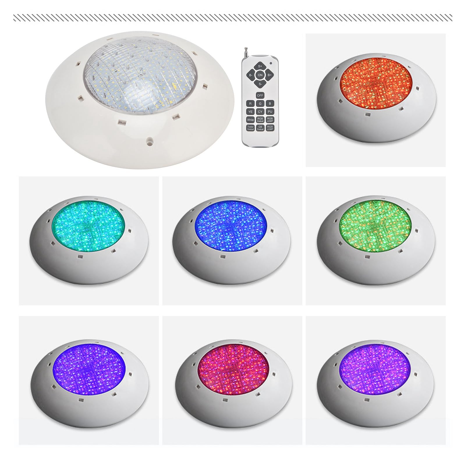 AMONIDA Podwodne światło LED RGB, Oświetlenie do Basenu, 12V, 1 Sztuka,