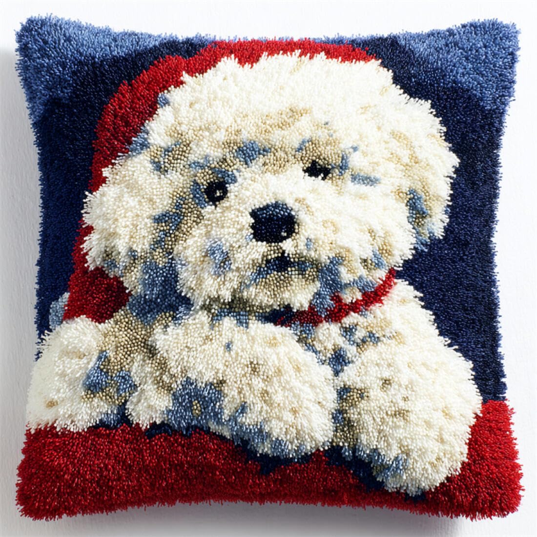 Kitquiver Animal Latch Hook Cushion Kits Cartoon Dog Crochet Needlework Crafts with Latch Hook Tool for Adults DIY Handmade Home Cushion Kits Decor 17x17In