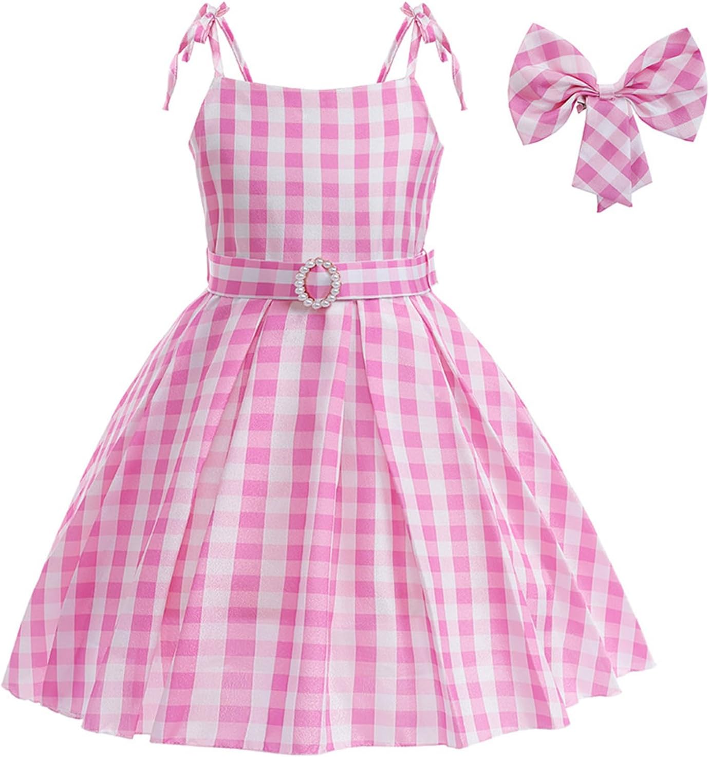 GGEROU Grils Princess Dressup Cosplay Costume,Pink Flare Pant Cosplay Halloween Costume for Girls,Elegant Lattice Movie Doll Pink Princess Dress For Girls Back to School