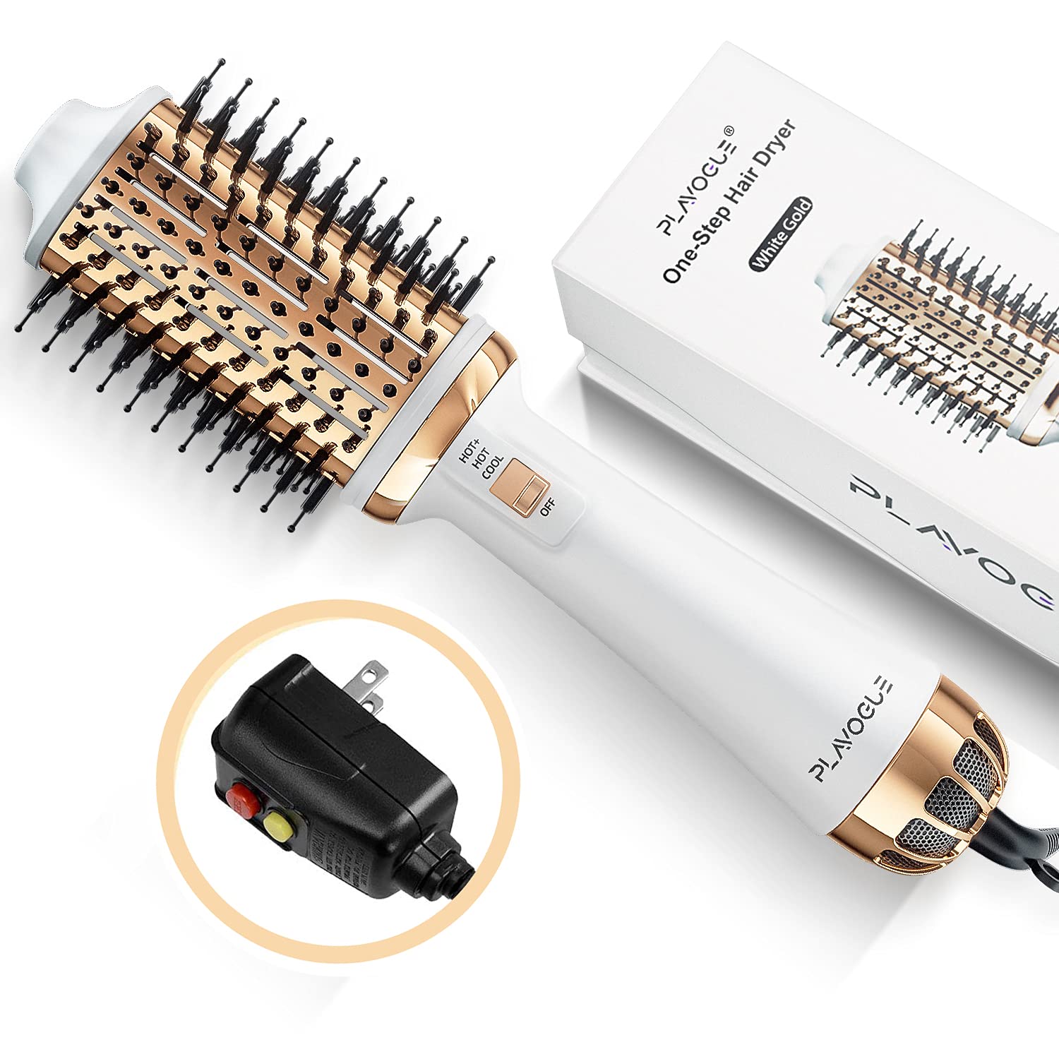 Plavogue Hair Dryer Brush,Dual Voltage Blow Dryer Brush Volumizer & Negative Ionic One-Step Hot Air Brush in One for Travel Salon Blowout Brush International Upgraded Version : Beauty & Personal Care