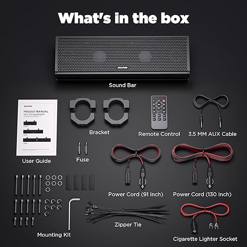 Vista 8 de Ehaho Barra de sonido UTV de 17 pulgadas, barra de sonido ATV Bluetooth con iluminación RGB, barra de sonido impermeable IP66 para carrito de golf