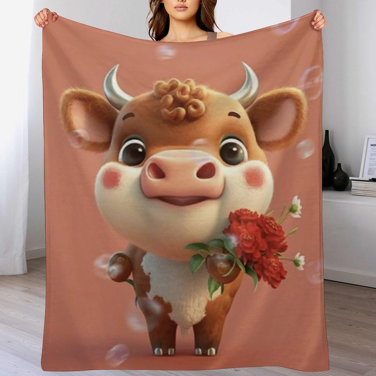 Plaid doux et chaud vache pour cocooning sur le canapé 130x180 cm