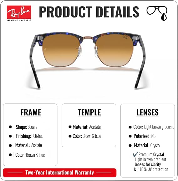 Ray-Ban RB3016 CLUBMASTER FLECK Sunglasses w/Official RAYBAN Eyewear Kit