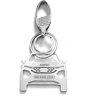 PRINTHUA Personalized Stainless Steel Car Keychain - Customize Your Car Number Plate on Car Model Keychain, Gift for Car L... Price In India