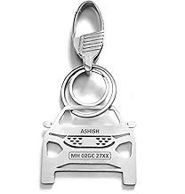 Personalized Stainless Steel Car Keychain - Customize Your Car Number Plate on Car Model Keychain, Gift for Car Lovers, Family Members & Loved Ones, Silver