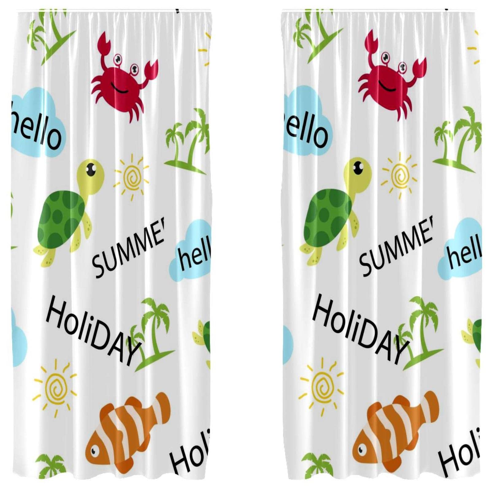Rideau occultant en microfibre premium à motif plage multicolore