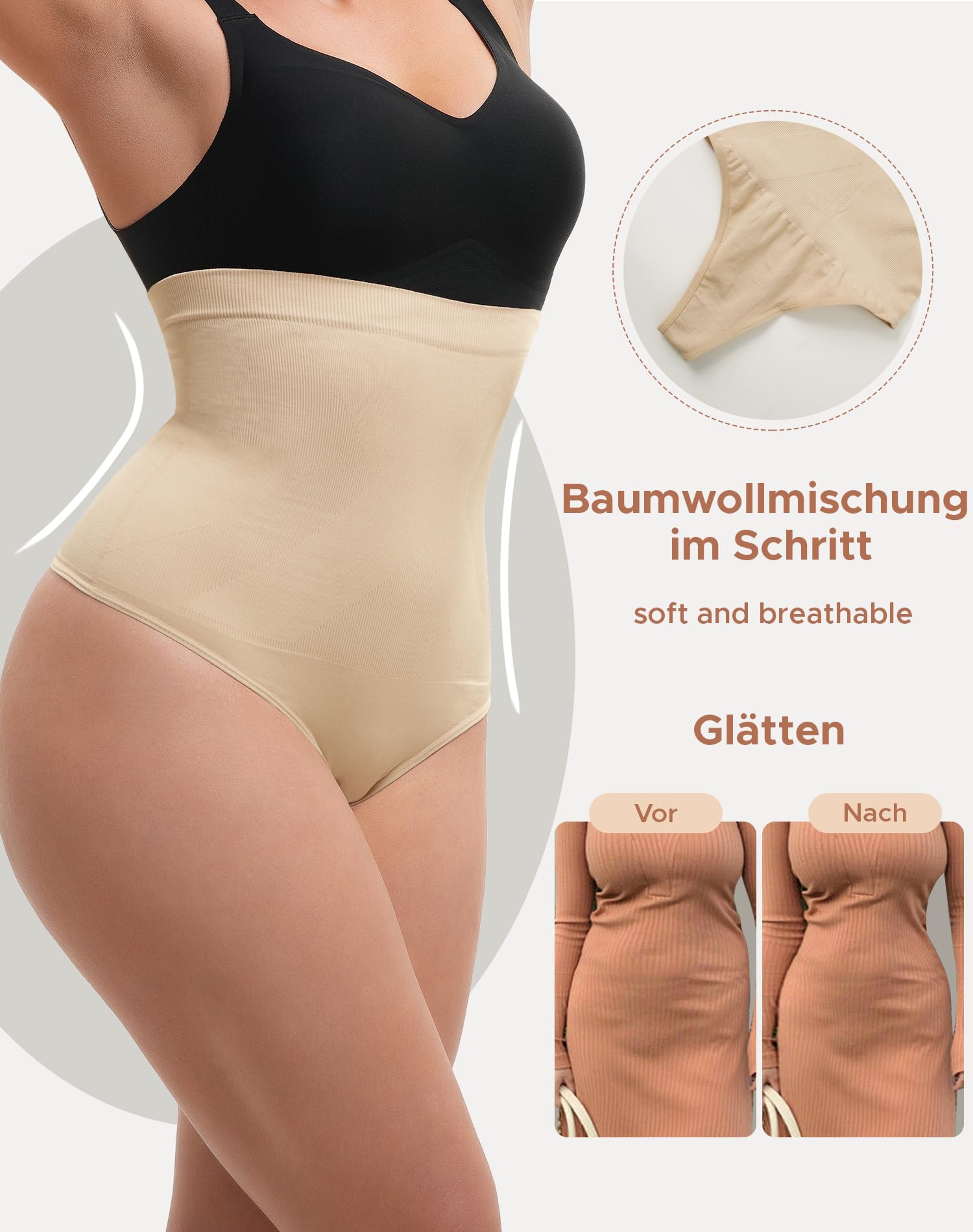 INNERSY Shapewear damskie majtki wyszczuplające brzuch, tanga gorsetowe, bielizna modelująca brzuch