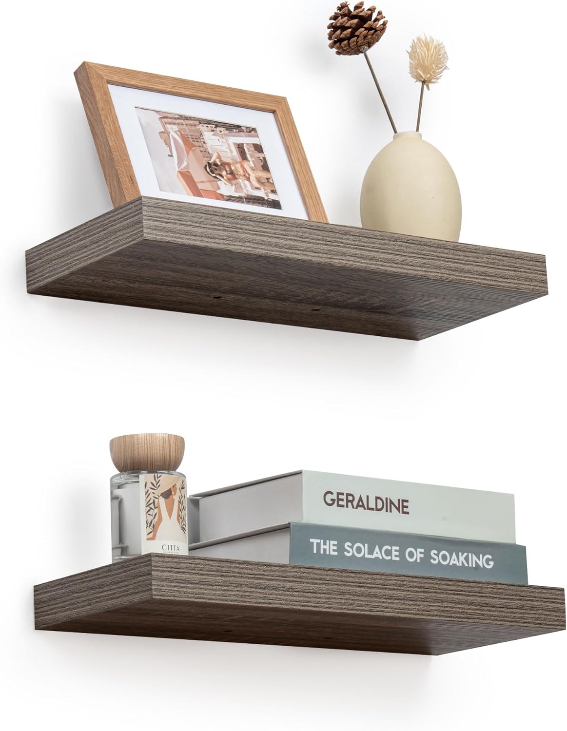 Floating Shelves Rustic Grey Wall Shelf Set of 2 16"W x