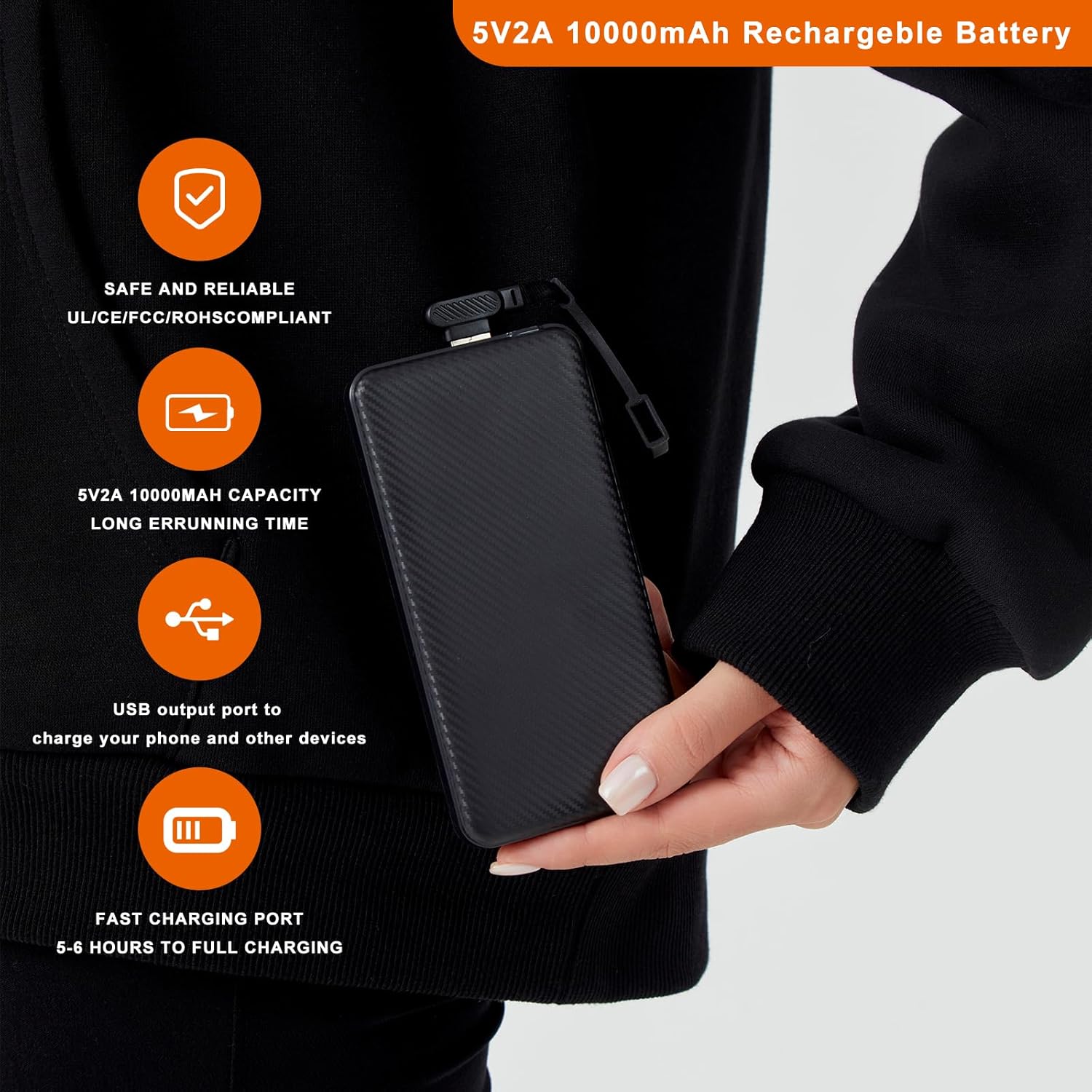 Unisex Heated Hoodie with Battery Pack for Men Women, Electric Pullover Comfort Hooded Sweatshirt Heating Jacket - Image 5