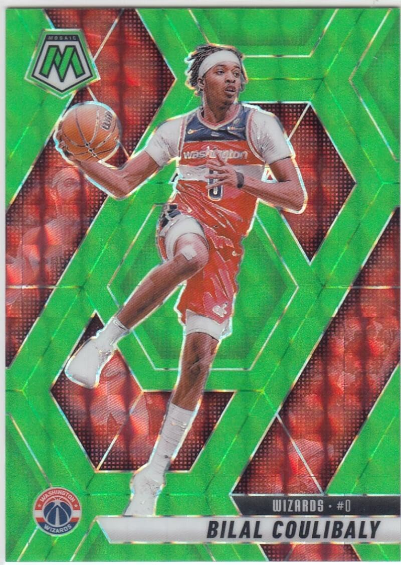 Basketball Trading Card 2024-25 Panini Mosaic Mosaic Green Fluorescent #29 Bilal Coulibaly EX/NM 9/10 Wizards