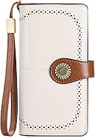 Vista 10 de SENDEFN Billeteras de cuero para mujer, tarjetero de crédito con bloqueo RFID, pulsera de gran capacidad with RFID Blocking, Large Capacity