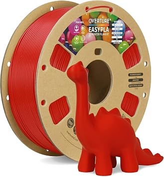 OVERTURE Easy PLA 1.75mm 3D Printer Filament، 1kg PLA Cardboard Spool 2.2lbs، Dimensional Accuracy + / - 0.02mm، Fit Most FDM Printer Easy Red
